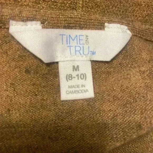 Time and Tru women’s Long sleeve open front cardigan in tan  size medium - Picture 7 of 9